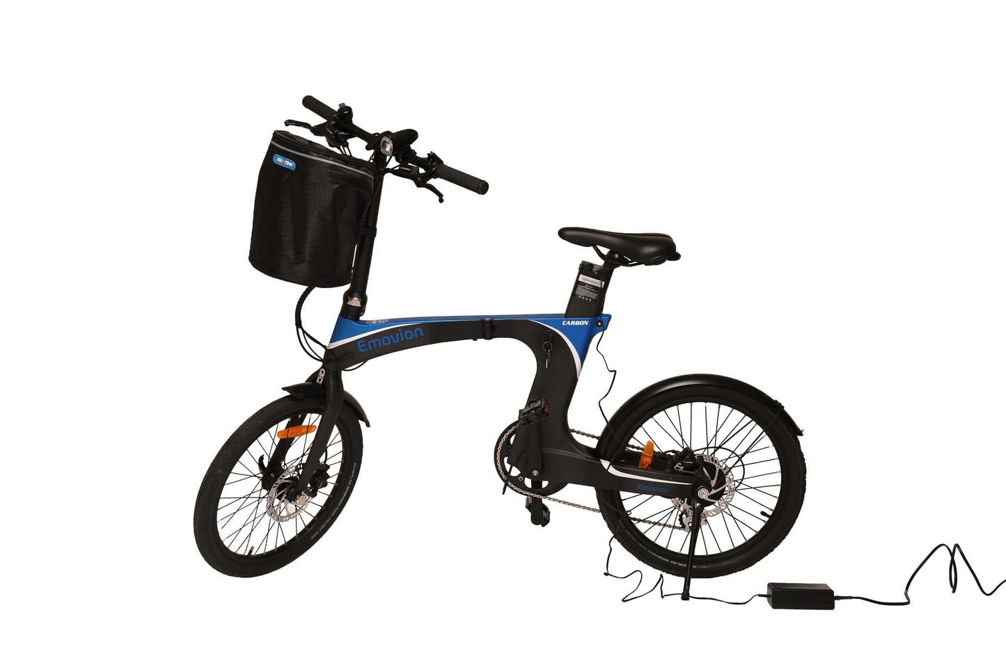 Elektro Klappvelo mit Korb in blau