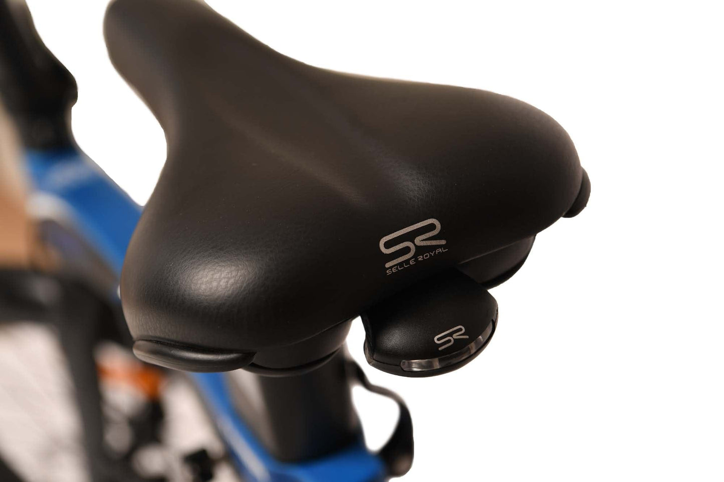 blaues bequemes E-Klappvelo mit tollem Sattel