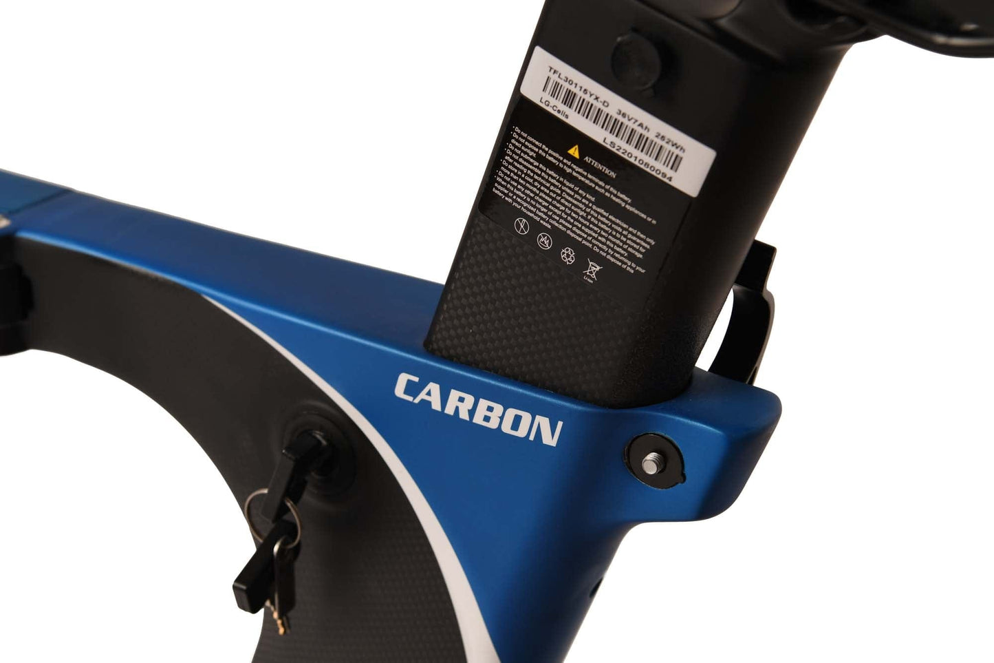 Klappvelo elektro mit Batterie im Rahmen blau