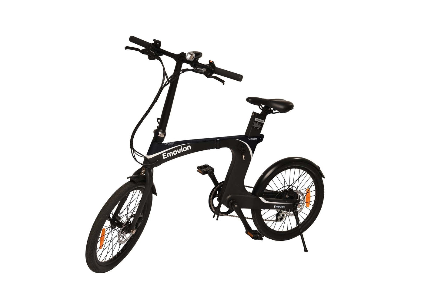 schwarz Klapp-E-Bike oder Klappvelo stehend von der Seite