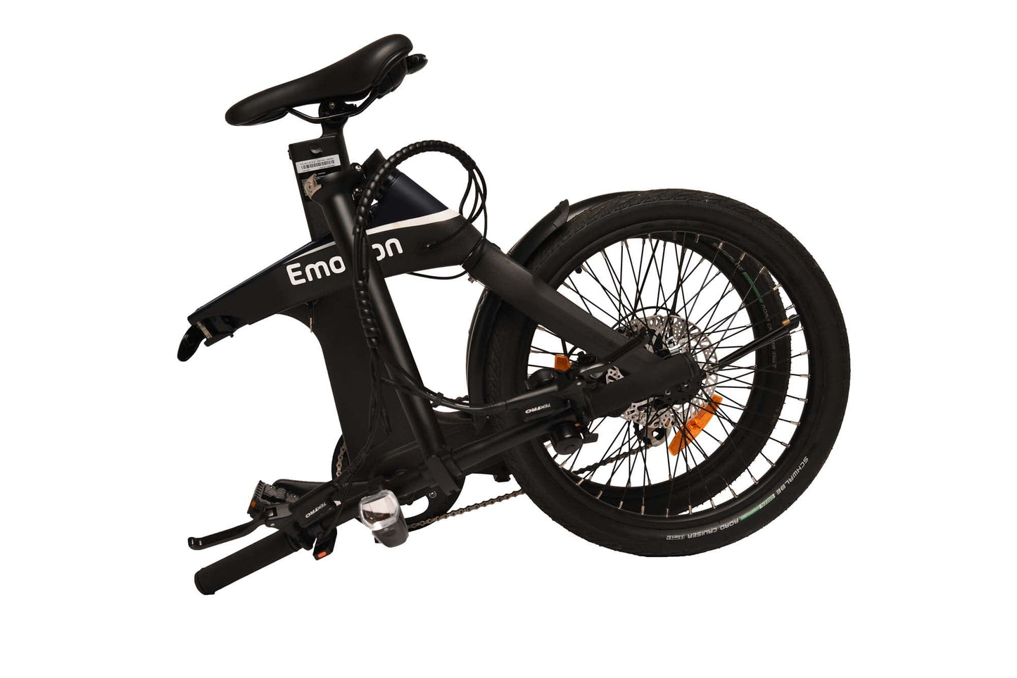 Klapp-E-Bike oder Klappvelo gefaltet schwarz