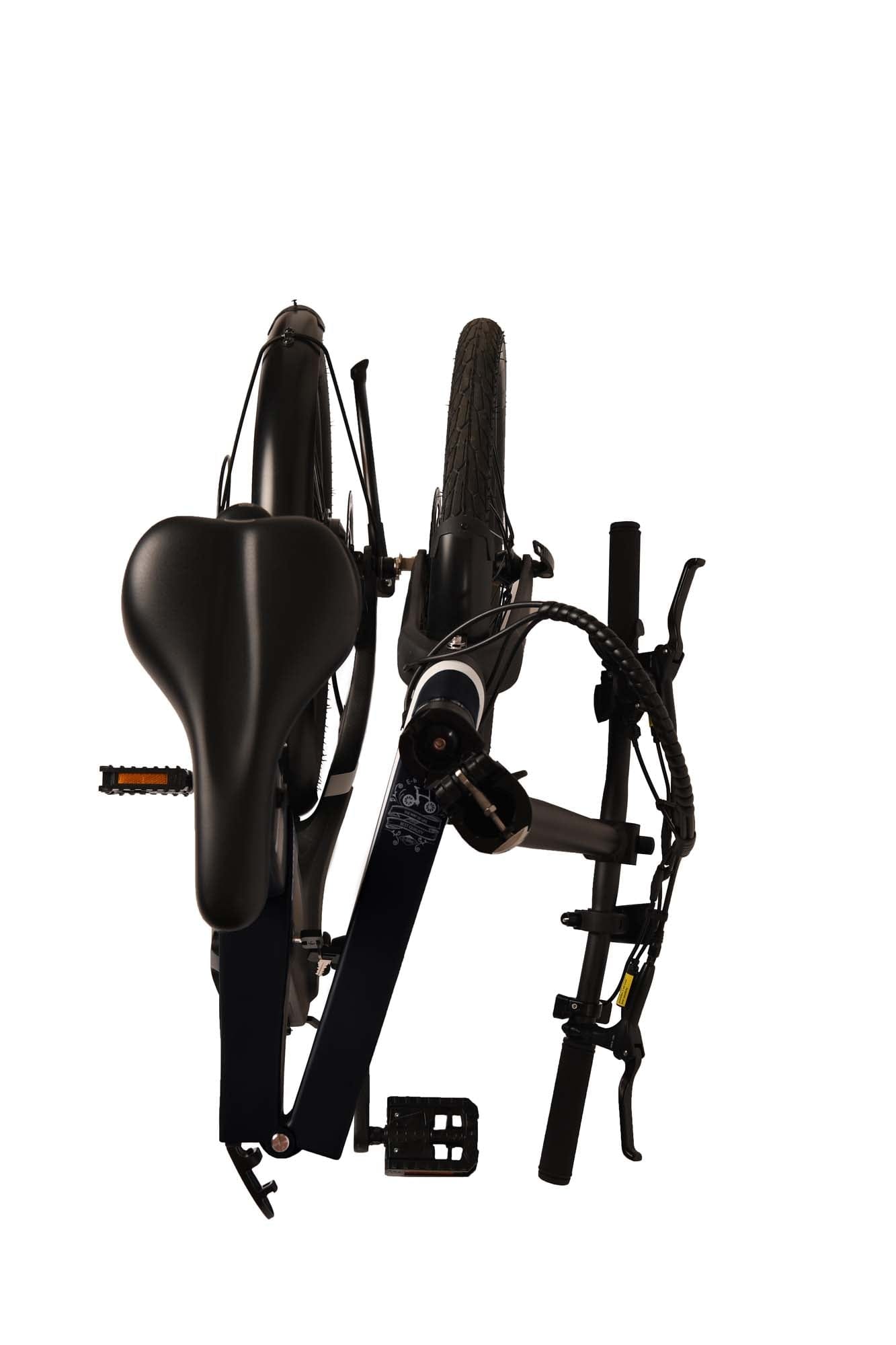 schwarzes gefaltenes Klapp-E-Bike von oben